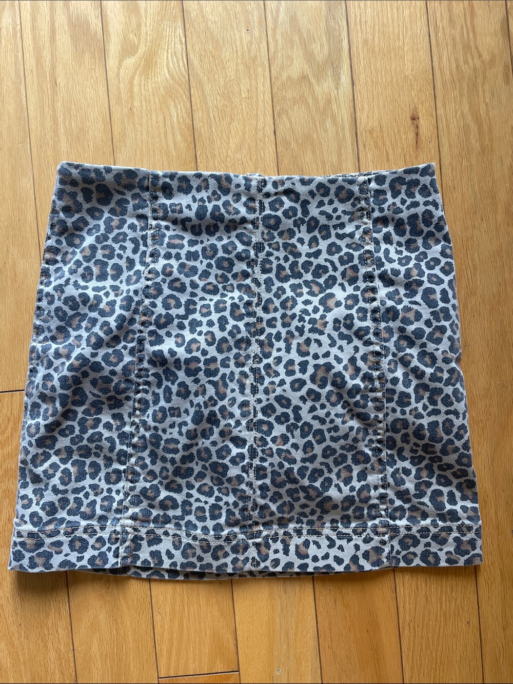 Leopard Print Mini Skirt - Neutral Tones